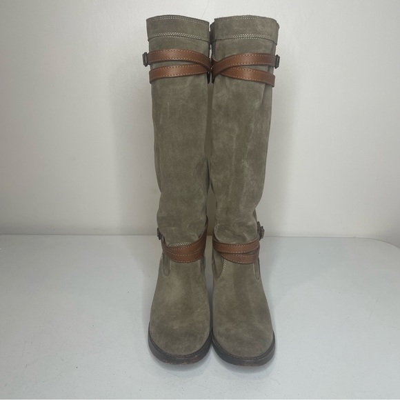 FRYE Taupe Suede JANE Strappy Knee High Boots sz 8 - Picture 12 of 12